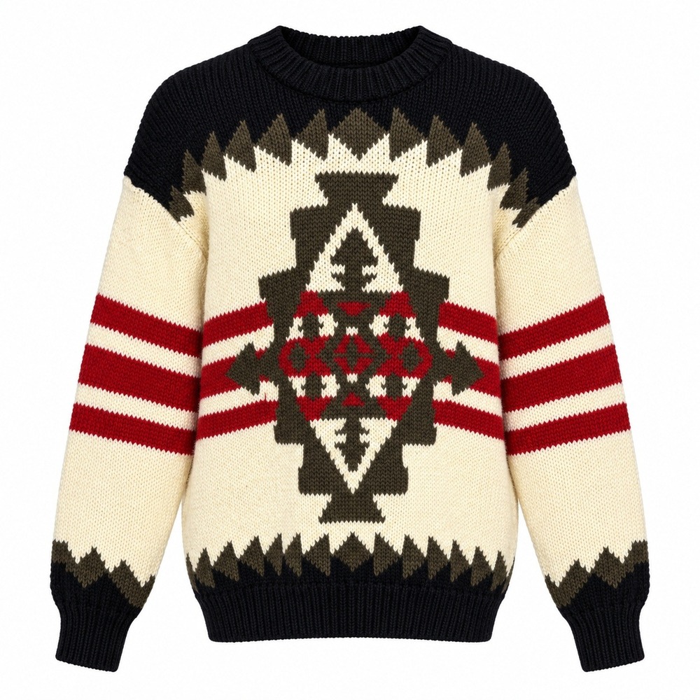 Western Southwestern Cabincore Sweater Mens Large Aztec Tribal Boho Gorpcore